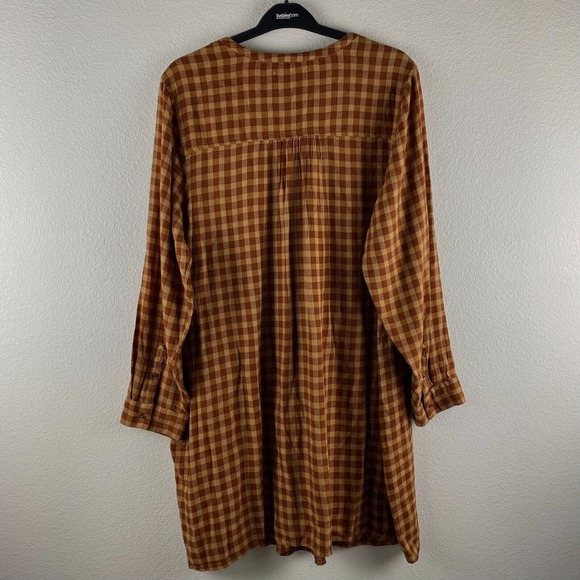 Sonoma Women's Dress Brown Plaid Frannel Plus Sixe 1X Long Sleeve - Picture 2 of 11